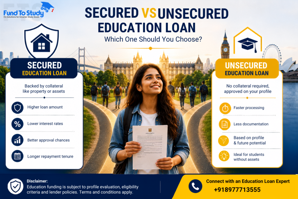 Secure Vs UnSecured Education Loan